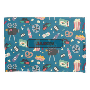 Personalised Movie Night Film Popcorn Pattern Pillowcase