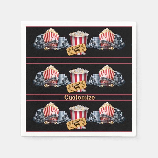 Personalised Movie Night Popcorn Napkins (Front)