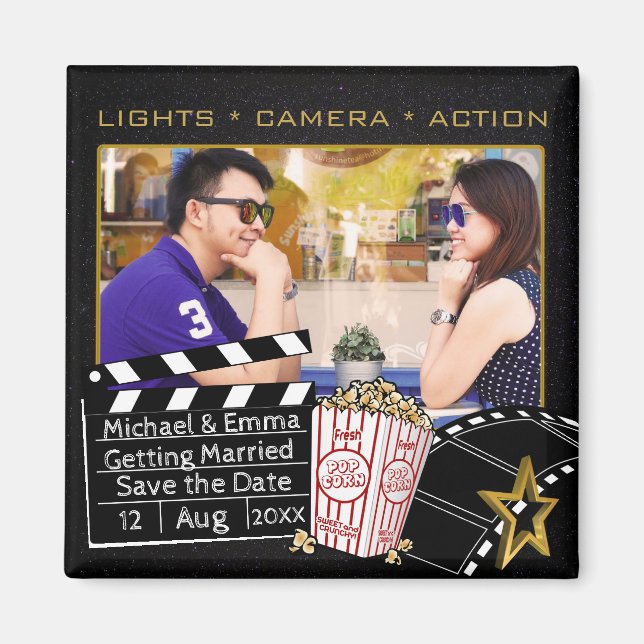 Personalised Movie Star Save the Date Magnet (Front)