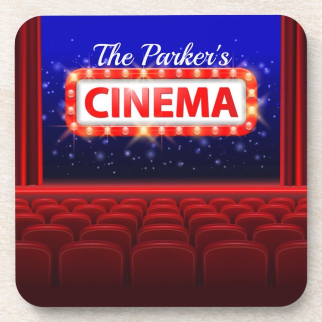 Personalised Movie Theatre Cinema Family Room  Coaster (Front)