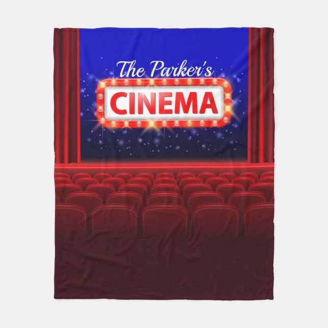 Personalised Movie Theatre Cinema Family Room Fleece Blanket (Front)