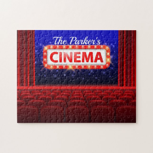 Personalised Movie Theatre Cinema Family Room  Jigsaw Puzzle (Horizontal)