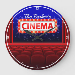 Personalised Movie Theatre Cinema Family Room Large Clock