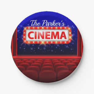 Personalised Movie Theatre Cinema Family Room Paper Plate