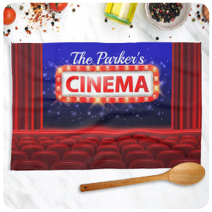 Personalised Movie Theatre Cinema Family Room Tea Towel