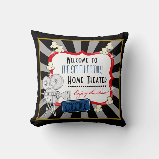 Personalised movie theatre cinema pillow (Front)