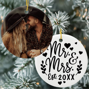 Personalised Mr And Mrs Est. Date Photo Ceramic Ornament