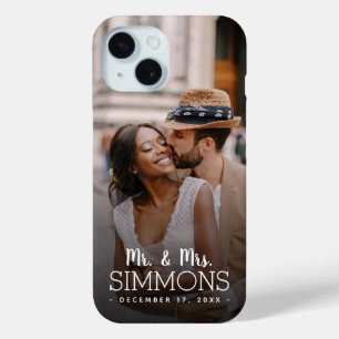 Personalised Mr. and Mrs. Monogram Wedding Photo iPhone 15 Case