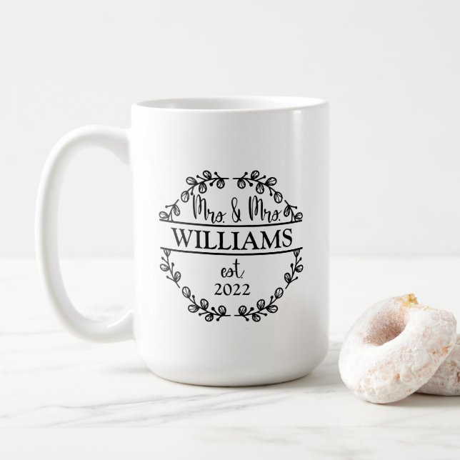 Personalised Mr and Mrs Newlywed  Coffee Mug (With Donut)
