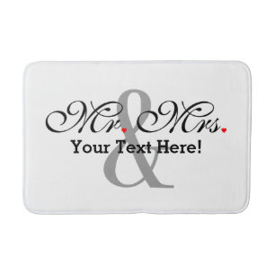 Personalised Mr. and Mrs. Plus Customisable Colour Bath Mat