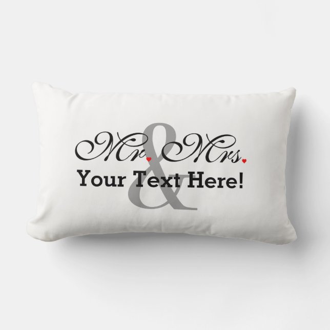 Personalised Mr. and Mrs. Plus Customisable Colour Lumbar Cushion (Front)