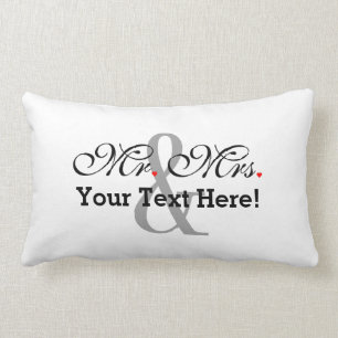 Personalised Mr. and Mrs. Plus Customisable Colour Lumbar Cushion