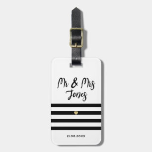Personalised Mr and Mrs Script Wedding Newlywed Luggage Tag