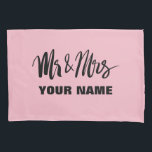 Personalised mr and mrs typography newly weds pillowcase<br><div class="desc">Personalised mr and mrs pillowcase for newly weds couple. Add your own custom name. Cute pillow case sleeve for bedroom with hand lettered brush script typography letters. Classy home decor for newly weds couple, husband and wife, mr. and mrs. , newlyweds, honeymooners, bride and groom, childrens room. Trendy sleep design...</div>