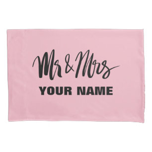 Personalised mr and mrs typography newly weds pillowcase