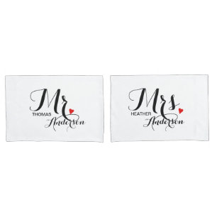 Personalised Mr and Mrs Wedding Couples Pillowcase