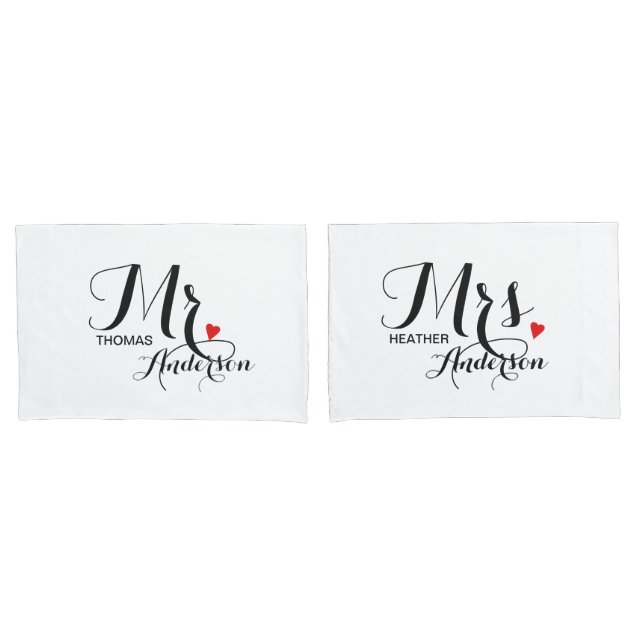 Personalised Mr and Mrs Wedding Couples Pillowcase (Front-Set)
