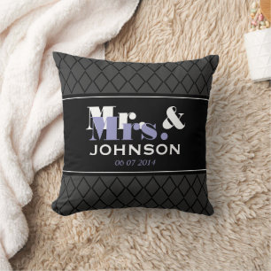 Personalised Mr and Mrs wedding throw pillow