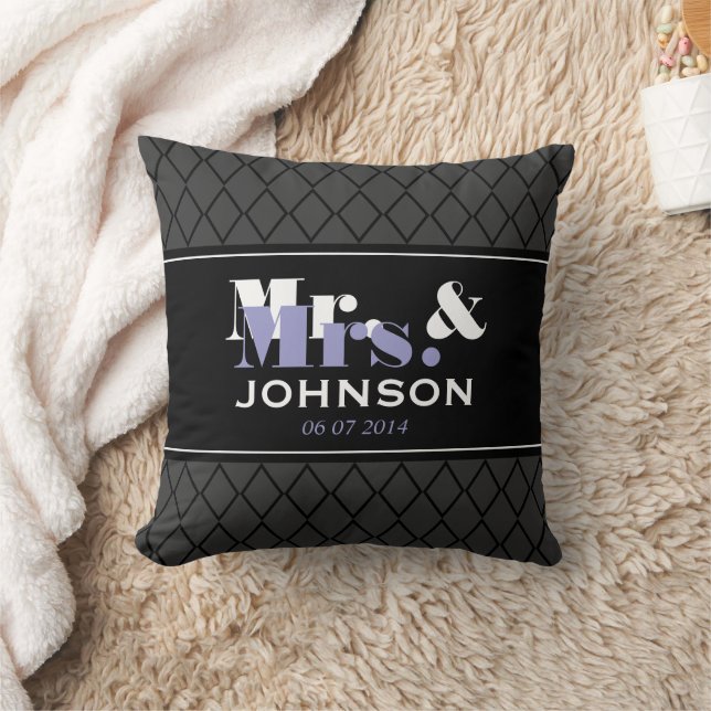 Personalised Mr and Mrs wedding throw pillow (Blanket)