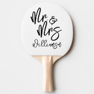Personalised Mr. and Mrs. White Ping Pong Paddle