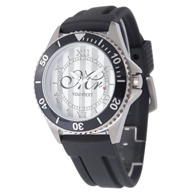 Personalised Mr. Husband Click for Custom Stripes Watch (Angled)