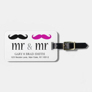 Personalised Mr. & Mr. Moustache Luggage Tag