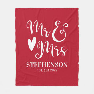 Personalised Mr Mrs Couples Wedding Fleece Blanket