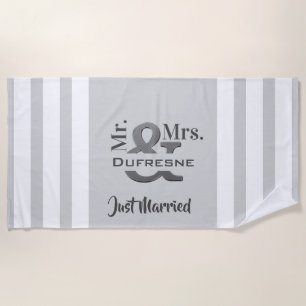 Personalised "Mr & Mrs" Just Married/Anniversary Beach Towel