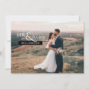 Personalised Mr & Mrs Monogram Wedding Photo  Thank You Card