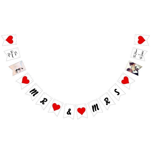 Personalised Mr & Mrs Newlywed Hearts Wedding  Bunting (All)