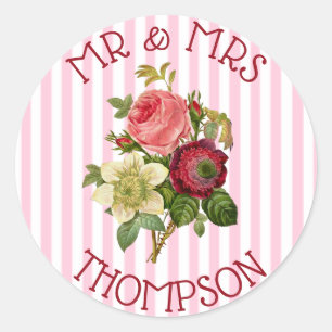 Personalised Mr & Mrs Roses  Floral Chic Stickers