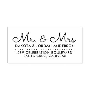 Personalised Mr & Mrs Script Wedding Return Addres Rubber Stamp