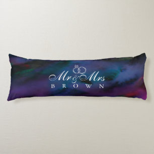 Personalised Mr & Mrs smokey purples water colour  Body Cushion
