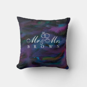 Personalised Mr & Mrs smokey purples water colour  Cushion