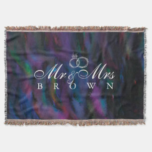 Personalised Mr & Mrs smokey purples water colour Throw Blanket