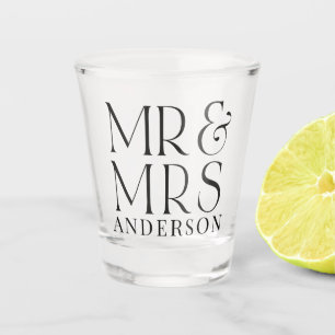 Personalised Mr & Mrs Surname & Date Shot Glass