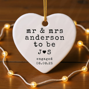 Personalised Mr & Mrs Typography Engaged Ceramic Ornament