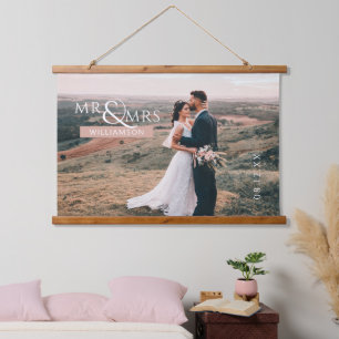 Personalised Mr & Mrs Wedding Photo Hanging Tapest Tapestry