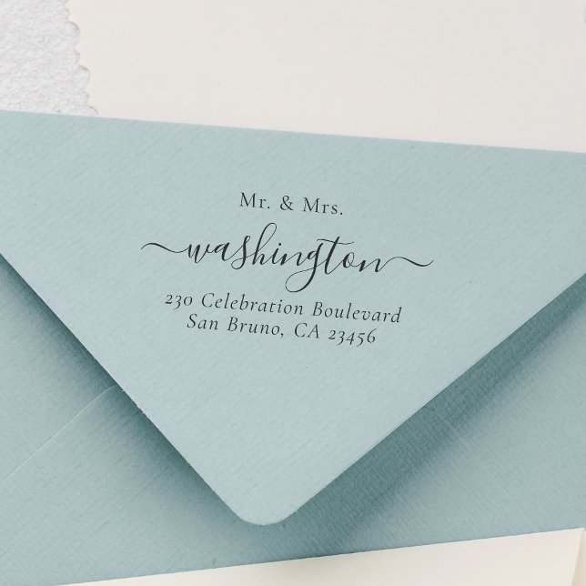 Personalised Mr & Mrs Wedding Return Address Rubber Stamp (Stamp Mock-up)