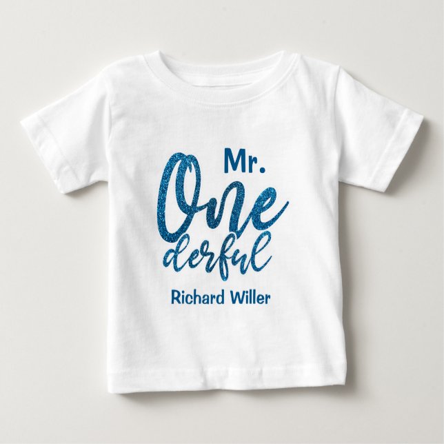 Personalised Mr Onederful Baby Boy T-Shirt (Front)