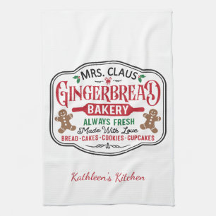 Personalised Mrs Claus Christmas Cookie Baking  Tea Towel