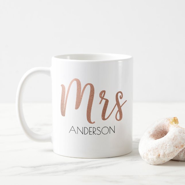 Personalised Mrs. Coffee Mug | Rose Gold (With Donut)