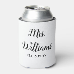 Personalised Mrs Est Your Date Bride Gift Custom Can Cooler