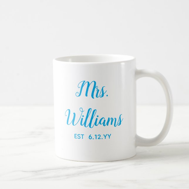 Personalised Mrs Est Your Date Bride Gift Custom Coffee Mug (Right)