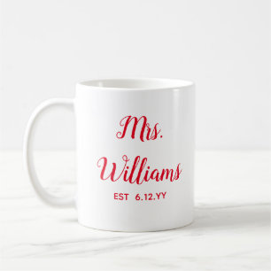 Personalised Mrs Est Your Date Bride Gift Custom Coffee Mug