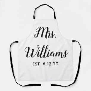 Personalised Mrs Est Your Date Present for Bride Apron