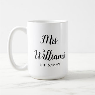 Personalised Mrs Est Your Date Present for Bride Coffee Mug