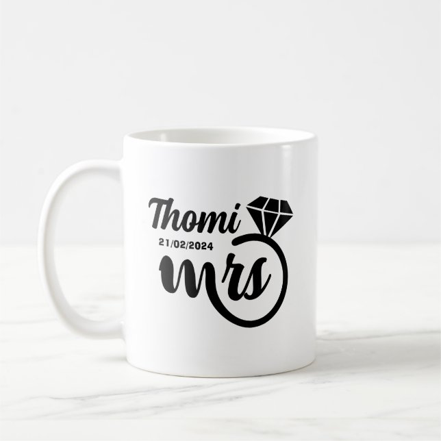 personalised Mrs gift elegant script Coffee Mug (Left)