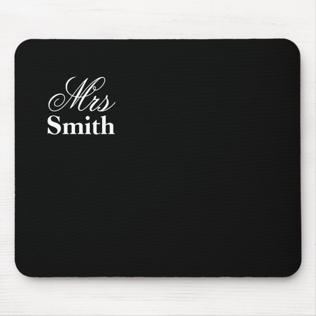 Personalised Mrs Name Black Mouse Pad (Front)