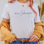 Personalised Mrs T-Shirt Gift for a Bride<br><div class="desc">Personalised Mrs T-Shirt,  Mrs Custom Last Name Shirt,  Bride to be Gift,  Custom Bridal Gift,  Future Mrs,  Gift for Bride,  Bride Shirt</div>